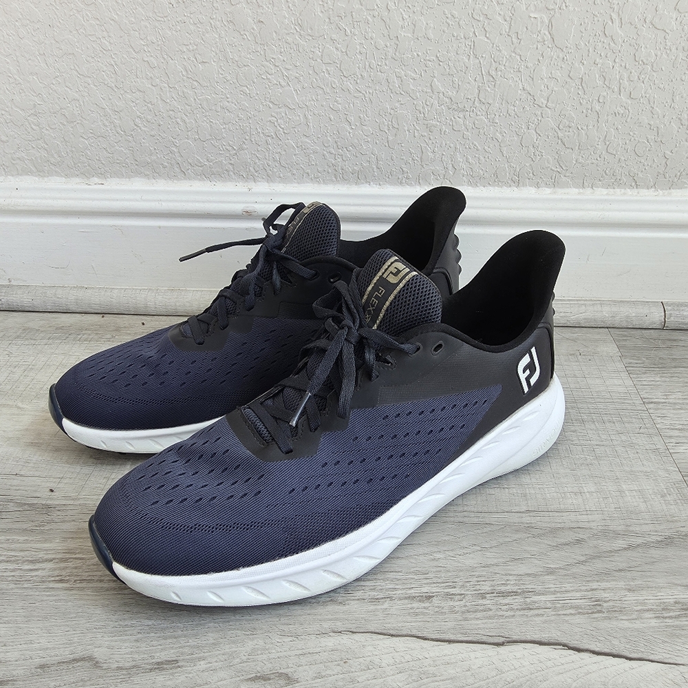 FootJoy Men's Fj Flex Golf Shoe Navy/White 11 - Picture 2 of 9
